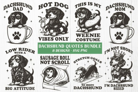 Dachshund SVG Bundle: 8 Funny Weenie Dogs for Crafty Charm