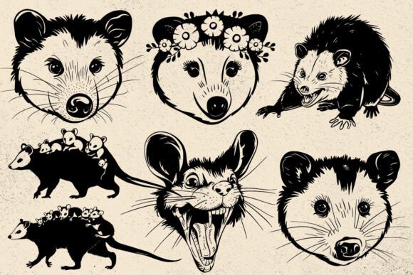 Opossum Mom, Possum Face, Woodland Animal